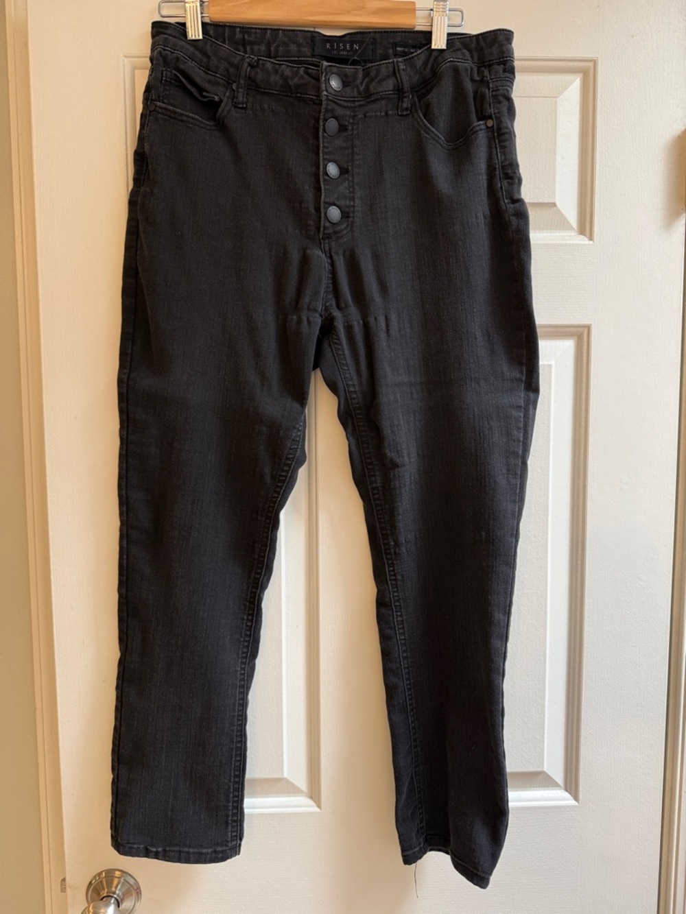 Risen Black High-Rise Button Fly Straight leg Jeans